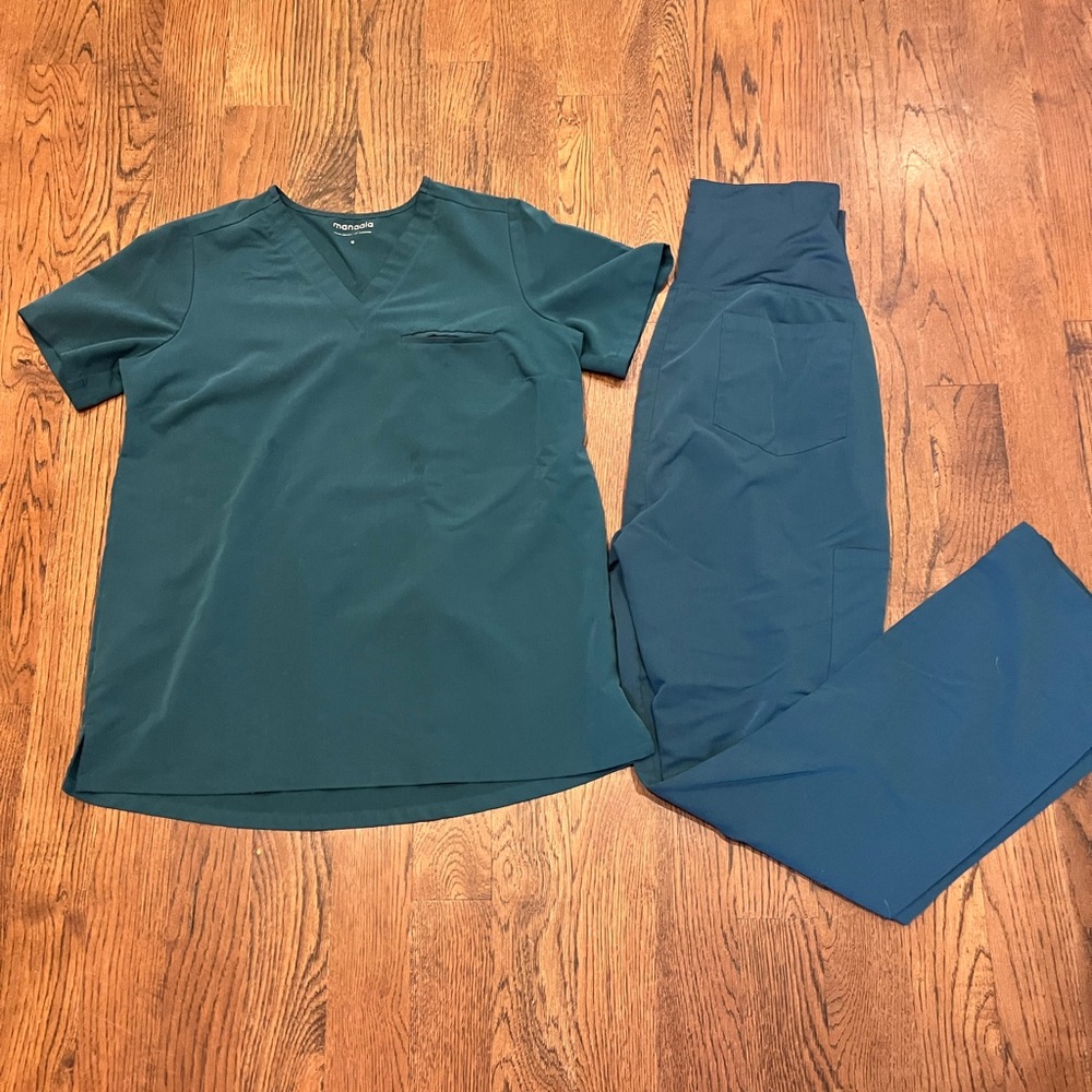 Mandala Teal Maternity Scrub set